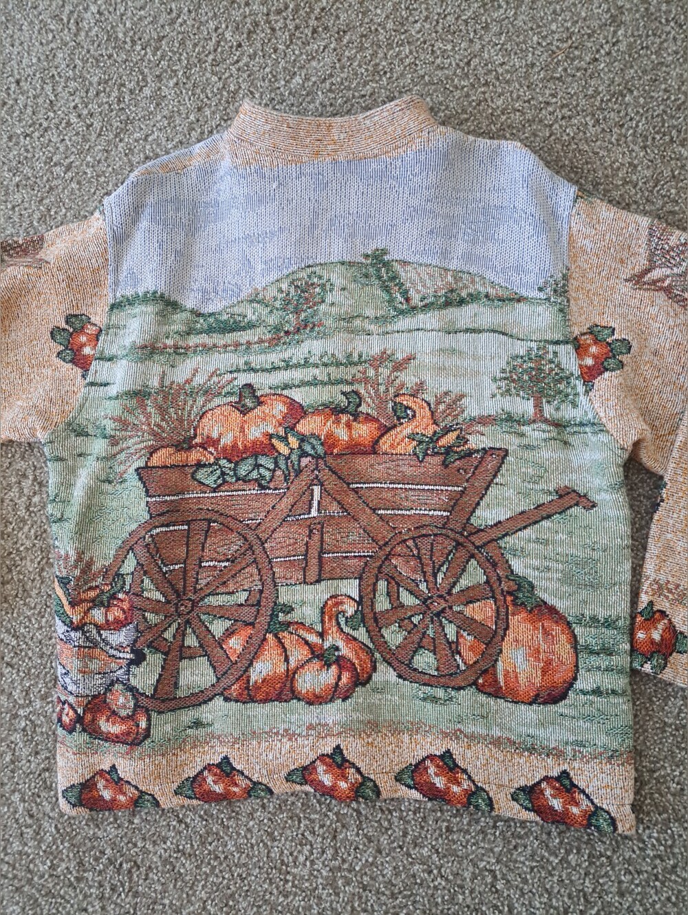 Vintage Sugar Street Weavers Pumpkin Farm Fall Tapestry Jacket